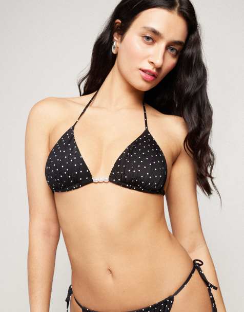 Tezenis polka dot bikini top in black