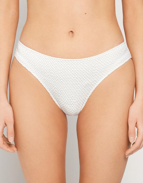 Tezenis Piqué wave classic bikini bottoms in summer white - view 1