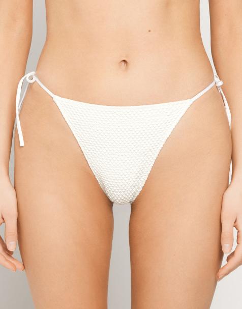 Tezenis Piqué wave tie brazilian bikini bottoms in summer white - view 1
