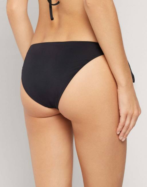 Tezenis Plain colour bikini briefs with bows in black, 2 of 6