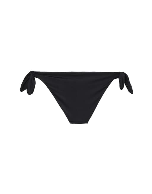 Tezenis Plain colour bikini briefs with bows in black, 6 of 6