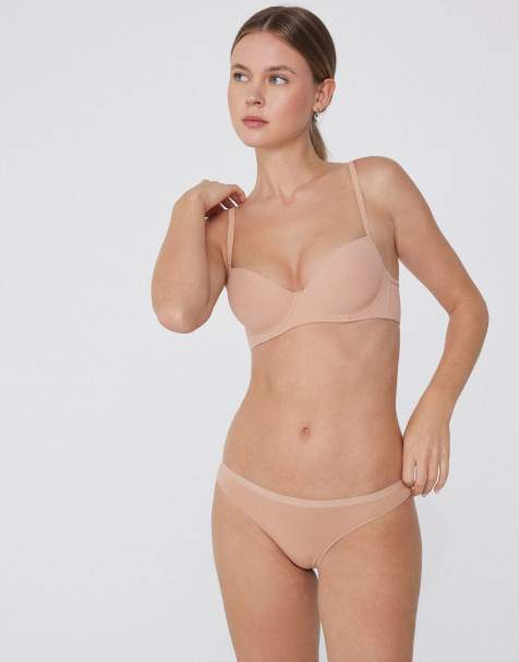 Tezenis Plain colour cotton brazilian briefs in beige - view 1