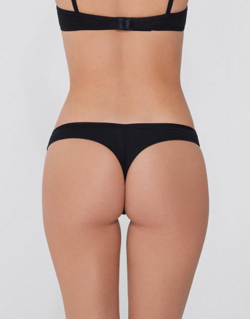 Tezenis Plain colour cotton brazilian briefs in black, 2 of 5