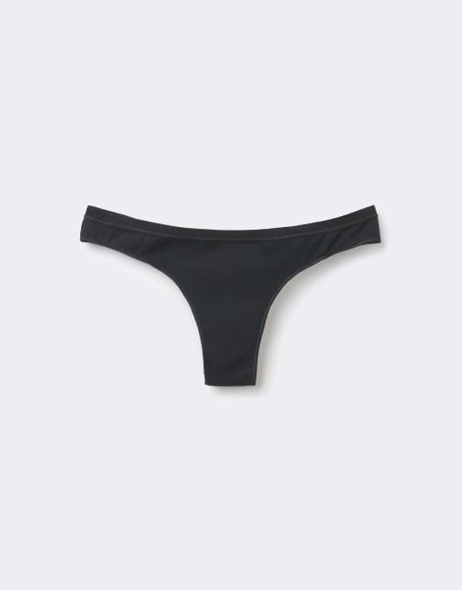 Tezenis Plain colour cotton brazilian briefs in black, 5 of 5