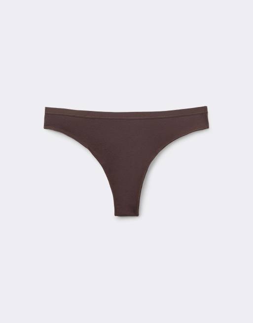 Tezenis Plain colour cotton brazilian briefs in brown, 5 of 5