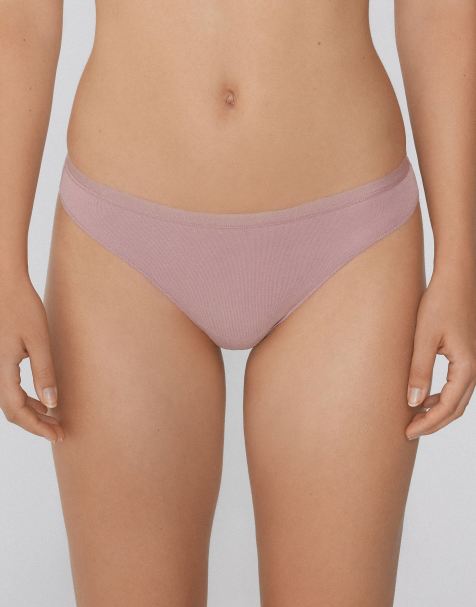 Tezenis Plain colour cotton brazilian briefs in champagne pink - view 1