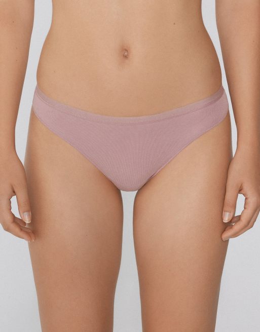 Tezenis Plain colour cotton brazilian briefs in champagne pink
