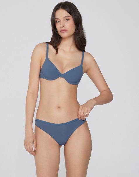 Tezenis Plain colour cotton brazilian briefs in galactic blue - view 1
