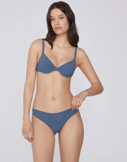 Tezenis Plain colour cotton brazilian briefs in galactic blue
