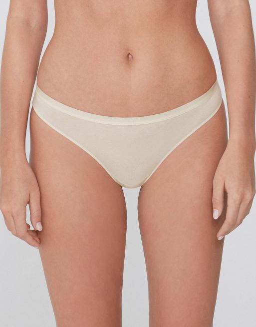 Tezenis Plain colour cotton brazilian briefs in ivory