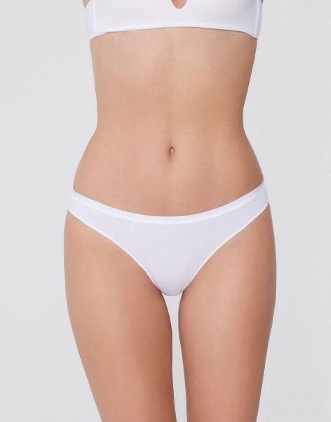 Tezenis Plain colour cotton brazilian briefs in white - view 1