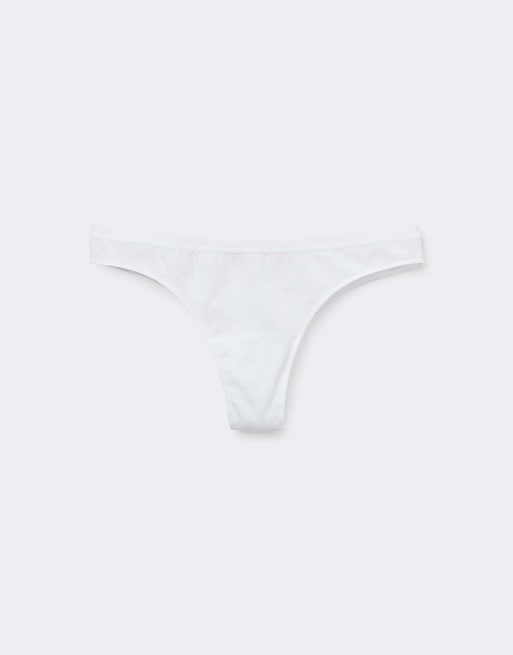 Tezenis Plain colour cotton brazilian briefs in white, 5 of 5
