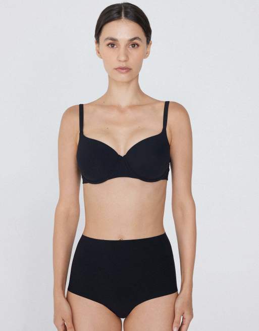 Tezenis Prague full coverage balconette bra in black, 3 of 6