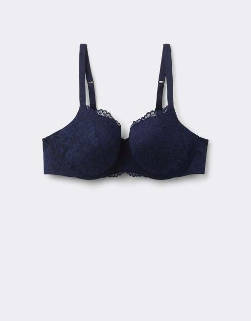 Tezenis Prague full coverage lace balconette bra in absolute blue, 5 of 5