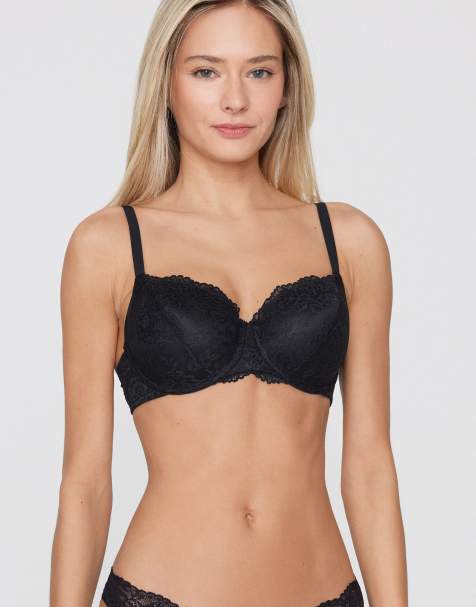 Tezenis Prague full coverage lace balconette bra in black - view 1