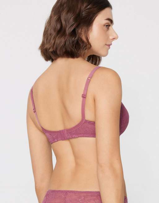 Tezenis Prague full coverage lace balconette bra in cameo pink, 2 of 5
