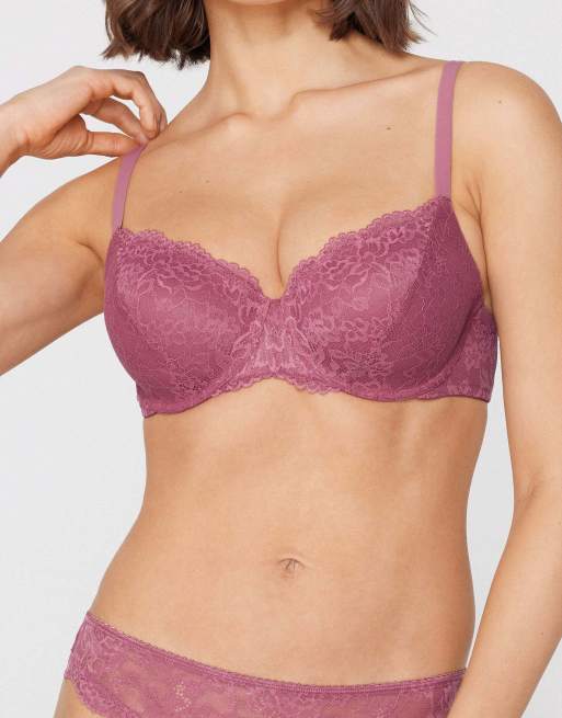 Tezenis Prague full coverage lace balconette bra in cameo pink, 3 of 5