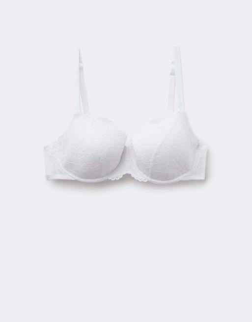 Tezenis Prague full coverage lace balconette bra in white, 5 of 5