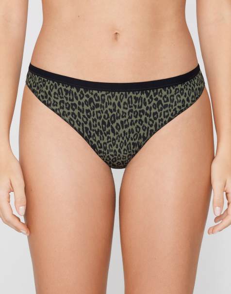Tezenis Printed cotton brazilian briefs in green animal print - view 1