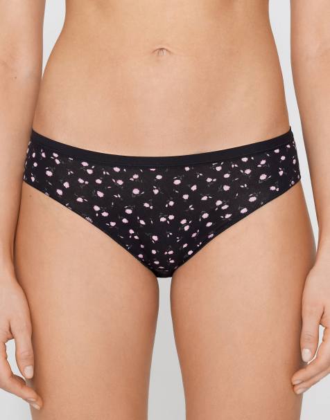 Tezenis Printed cotton briefs in black with cute flowers - view 1