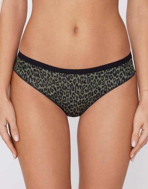 Tezenis Printed cotton briefs in green animal print - view 1