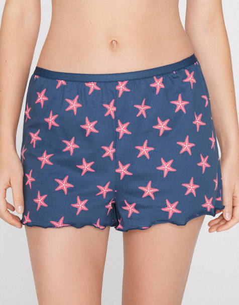 Tezenis Printed cotton shorts with rolled hem in blue moon - view 1