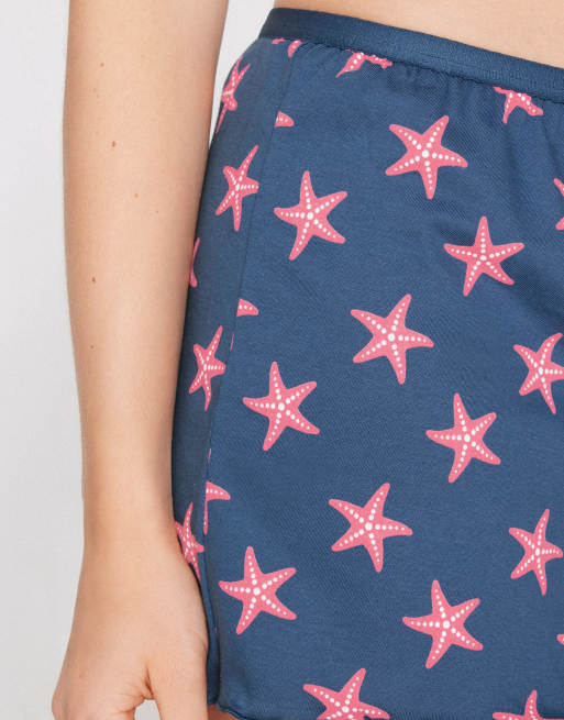 Tezenis Printed cotton shorts with rolled hem in blue moon, 3 of 4