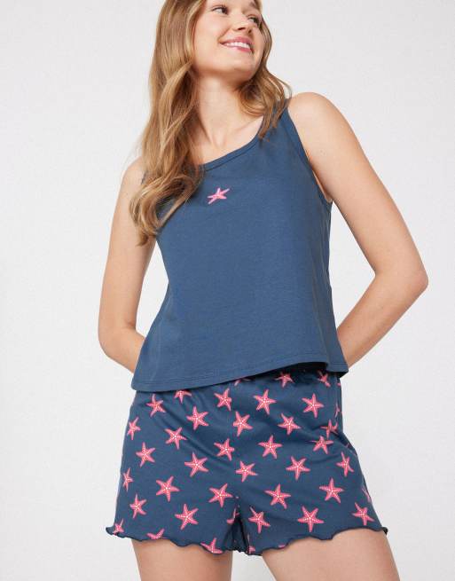 Tezenis Printed cotton shorts with rolled hem in blue moon, 4 of 4