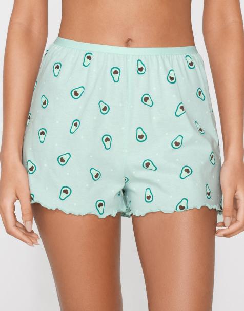 Tezenis Printed cotton shorts with rolled hem in glass green - view 1