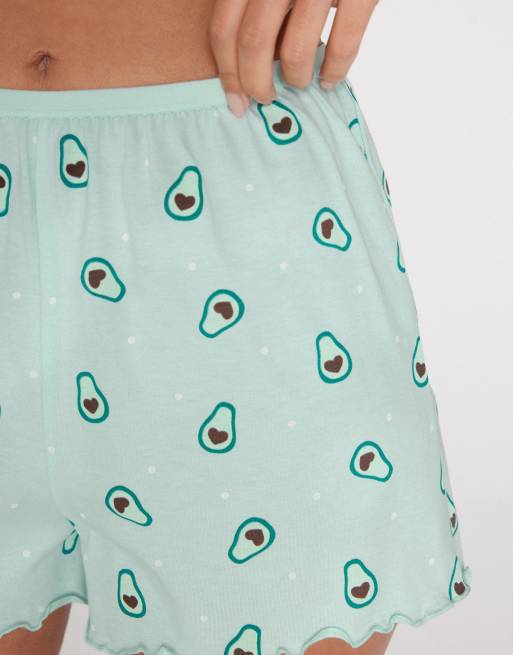 Tezenis Printed cotton shorts with rolled hem in glass green, 3 of 5