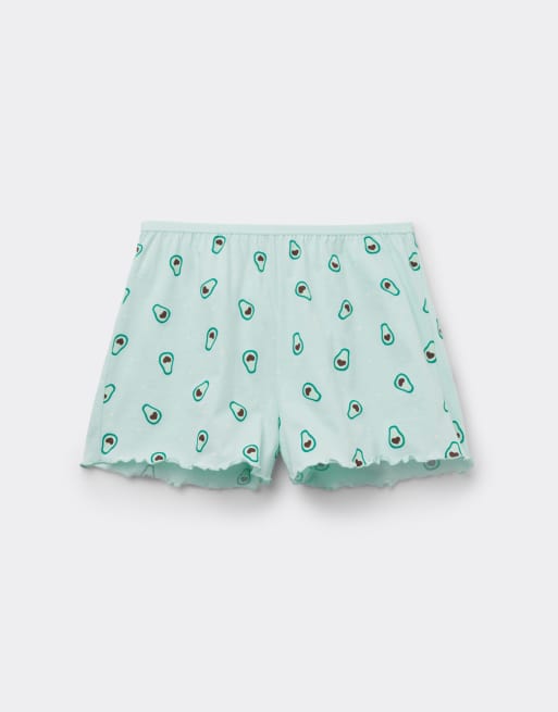 Tezenis Printed cotton shorts with rolled hem in glass green, 5 of 5