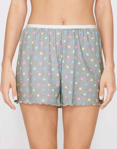 Tezenis Printed cotton shorts with rolled hem in grey melange - view 1