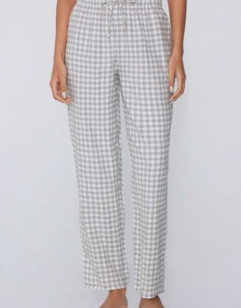 Tezenis Printed flannel trousers in grey gingham - view 1