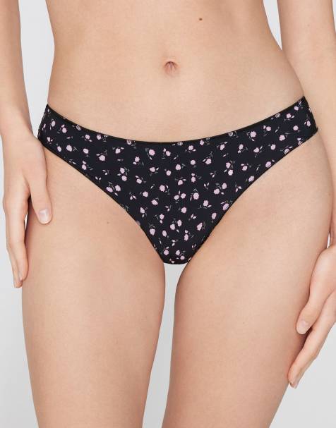 Tezenis Printed microfibre brazilian briefs in black with cute flowers - view 1