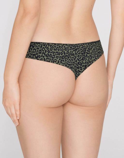 Tezenis Printed microfibre brazilian briefs in green animal print, 2 of 5