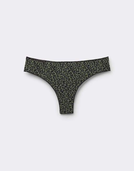 Tezenis Printed microfibre brazilian briefs in green animal print, 5 of 5