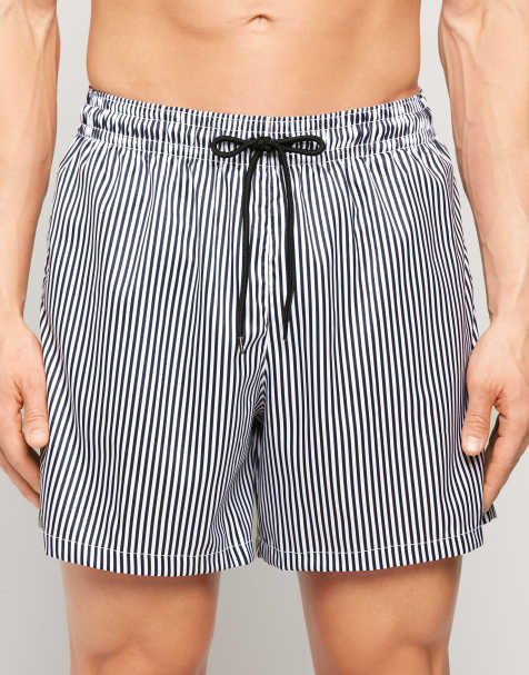 Tezenis Printed swimming shorts in white/blue stripes - view 1