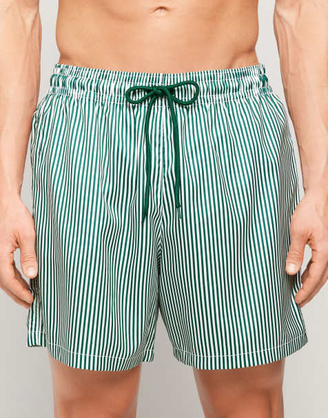 Tezenis Printed swimming shorts in white/green stripes - view 1