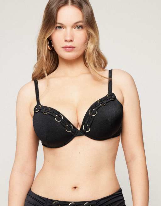 Tezenis royal essence bikini top in black, 2 of 4