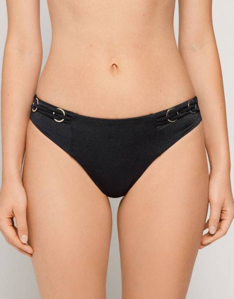 Tezenis Royal essence brazilian bikini bottoms in black - view 1