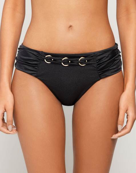 Tezenis Royal essence high-waist bikini bottoms in black - view 1
