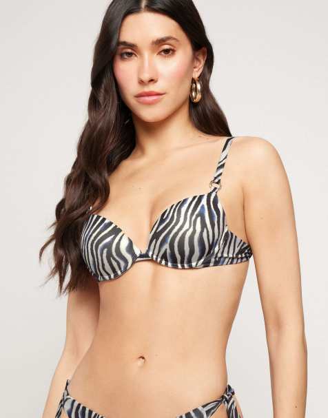 Tezenis Safari luxe padded push-up bikini top in zebra