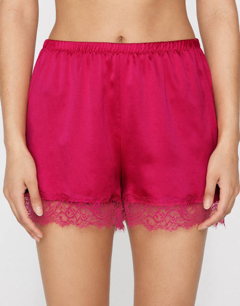 Tezenis Satin and lace shorts in aurora pink - view 1