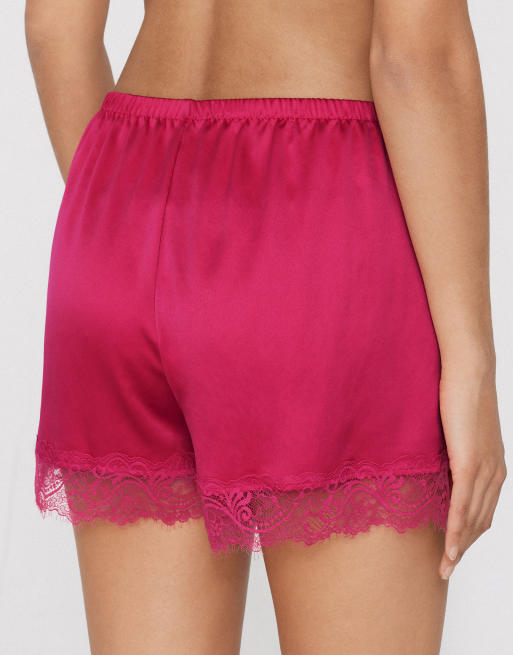 Tezenis Satin and lace shorts in aurora pink, 2 of 5
