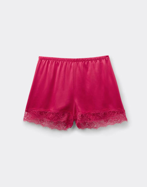 Tezenis Satin and lace shorts in aurora pink, 5 of 5