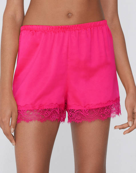 Tezenis Satin and lace shorts in bright fuchsia - view 1