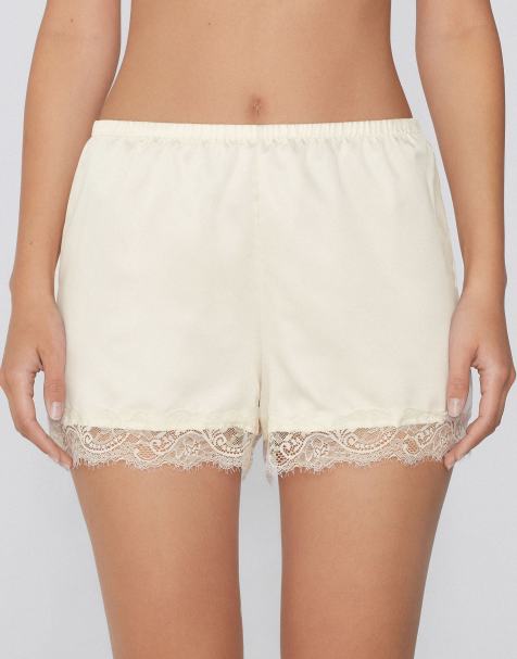 Tezenis Satin and lace shorts in ivory - view 1