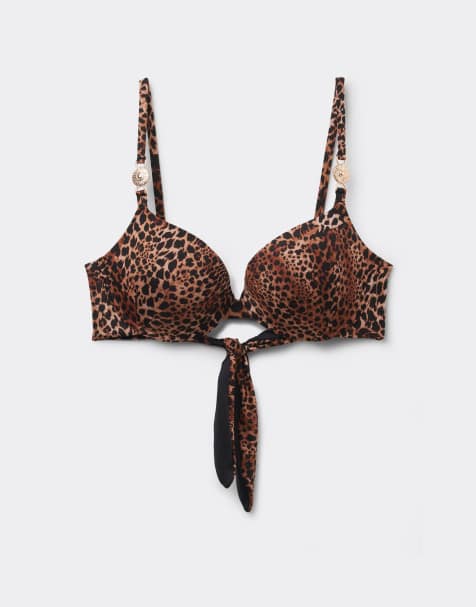 Tezenis Savage mix & match bikini in brown leopard print - view 1