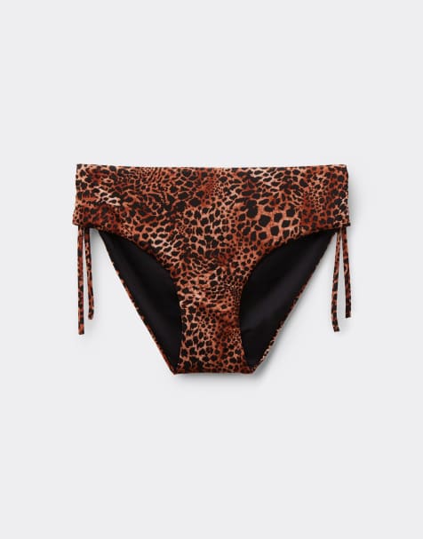 Tezenis Savage sun bikini bottoms in brown leopard print - view 1
