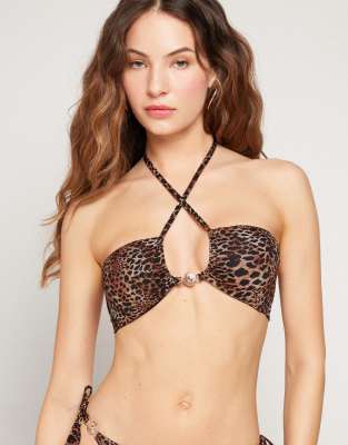 Tezenis savage sun bikini top in brown leopard print
